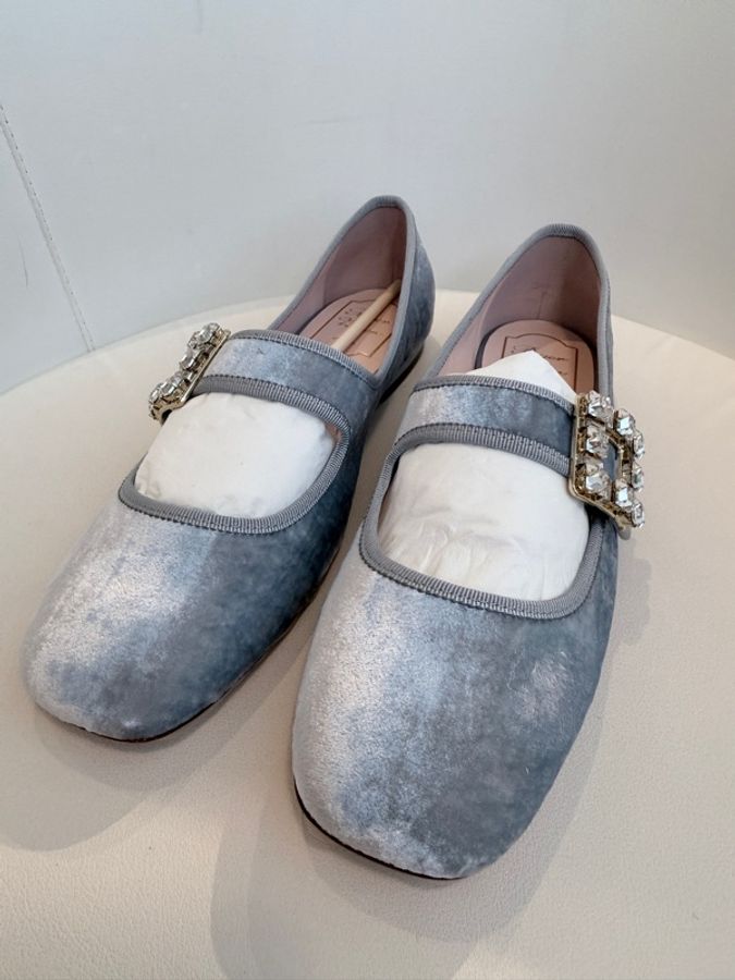 Roger vivier✨RV超顯白方釦絲絨娃娃鞋瑪莉珍鞋 #39 原價四萬多-4