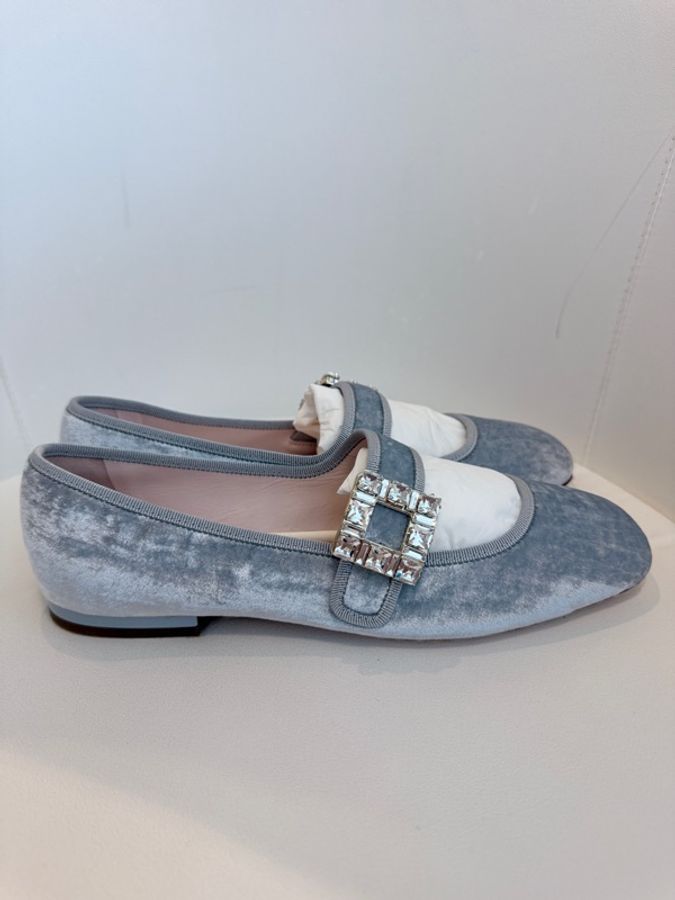 Roger vivier✨RV超顯白方釦絲絨娃娃鞋瑪莉珍鞋 #39 原價四萬多-10