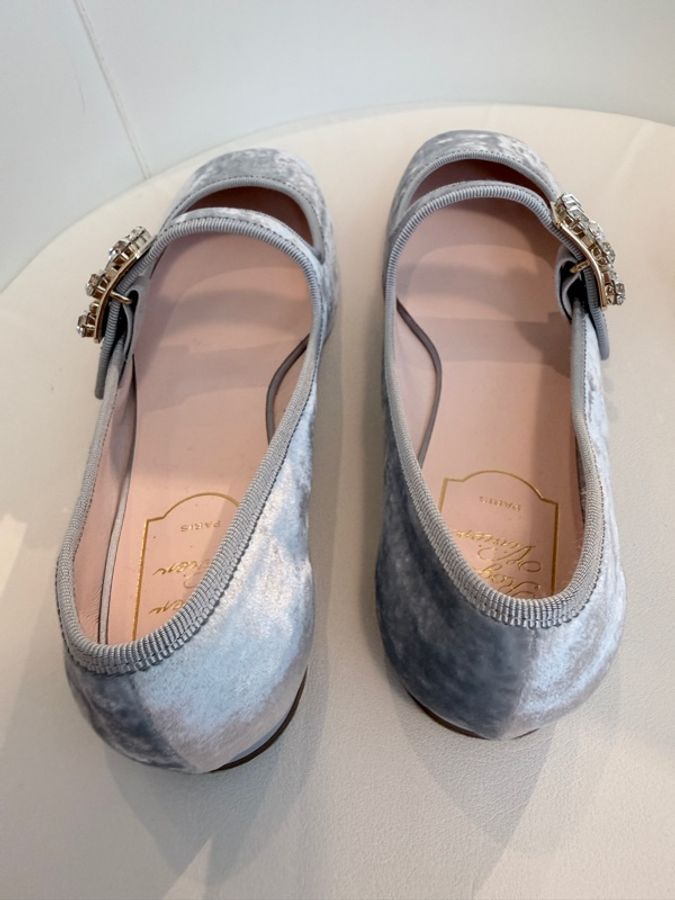 Roger vivier✨RV超顯白方釦絲絨娃娃鞋瑪莉珍鞋 #39 原價四萬多-12