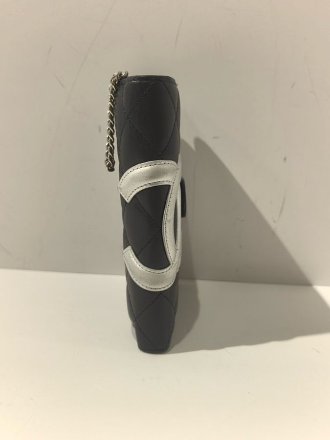 CHANEL香奈兒 康鵬銀色logo標錢包-1