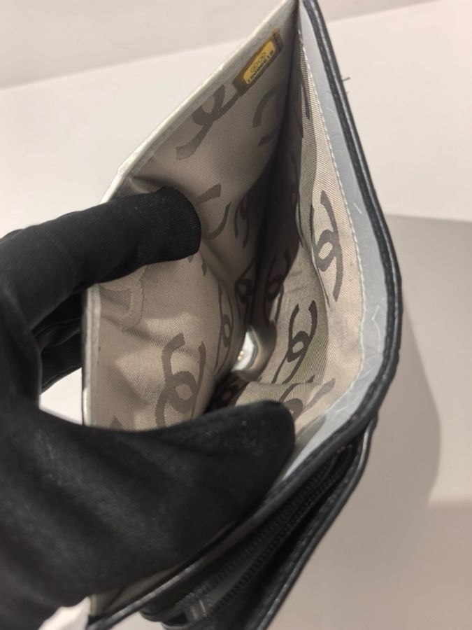CHANEL香奈兒 康鵬銀色logo標錢包-8