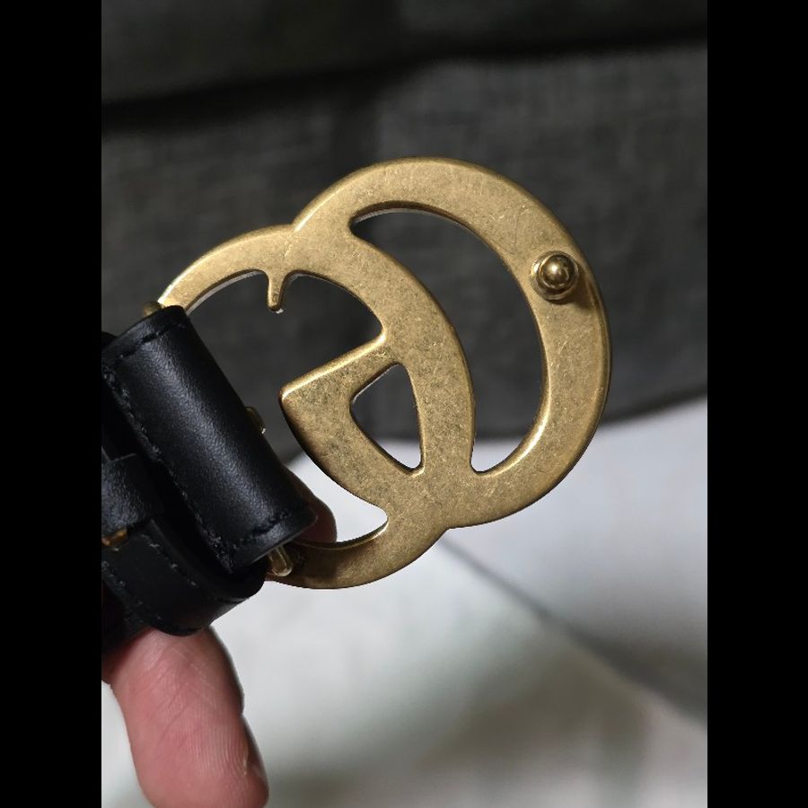 [全新] GUCCI 古馳 GG logo 小牛皮 皮帶 95-2