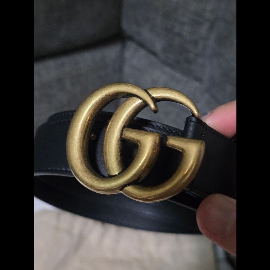 [全新] GUCCI 古馳 GG logo 小牛皮 皮帶 75-1