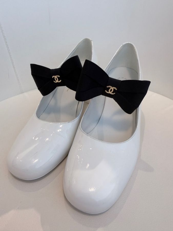 CHANEL✨AG45356蝴蝶結漆皮後跟鞋高跟鞋瑪莉珍鞋 #40-2