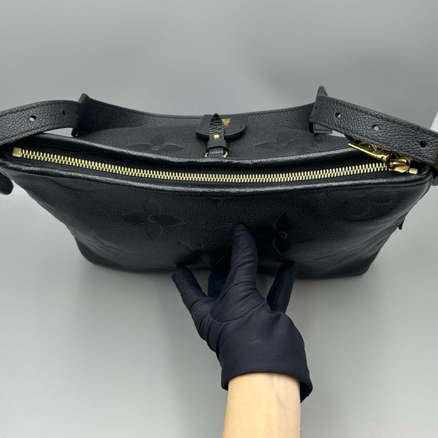 路易威登/LV Carryall小號 黑色壓紋牛皮 單肩包斜挎包 金扣-6