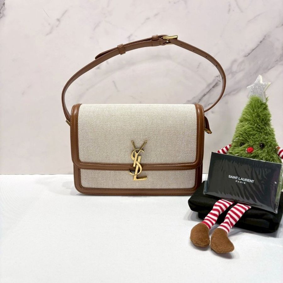 YSL Solferino皮革帆布肩背包-0