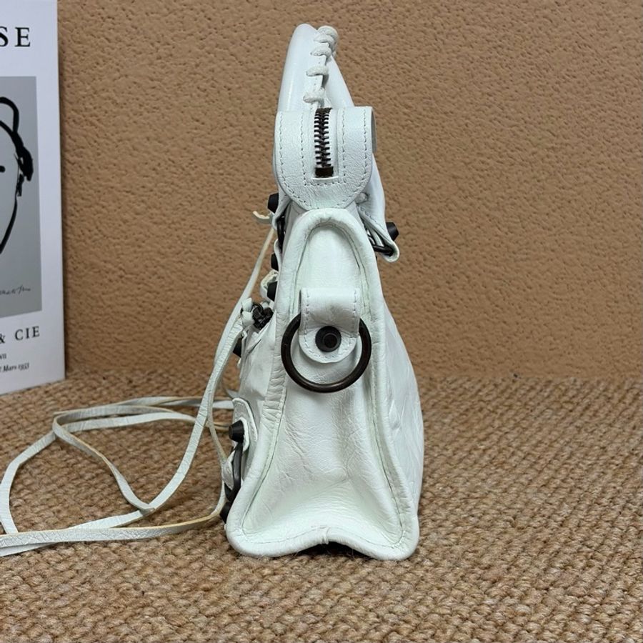 Balenciaga/巴黎世家 白色小號Lecity機車包手提包單肩包斜挎包-3