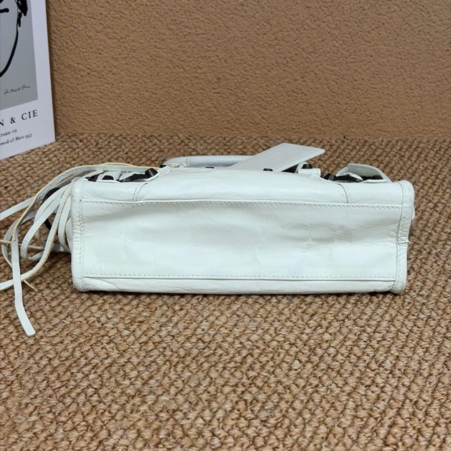 Balenciaga/巴黎世家 白色小號Lecity機車包手提包單肩包斜挎包-4