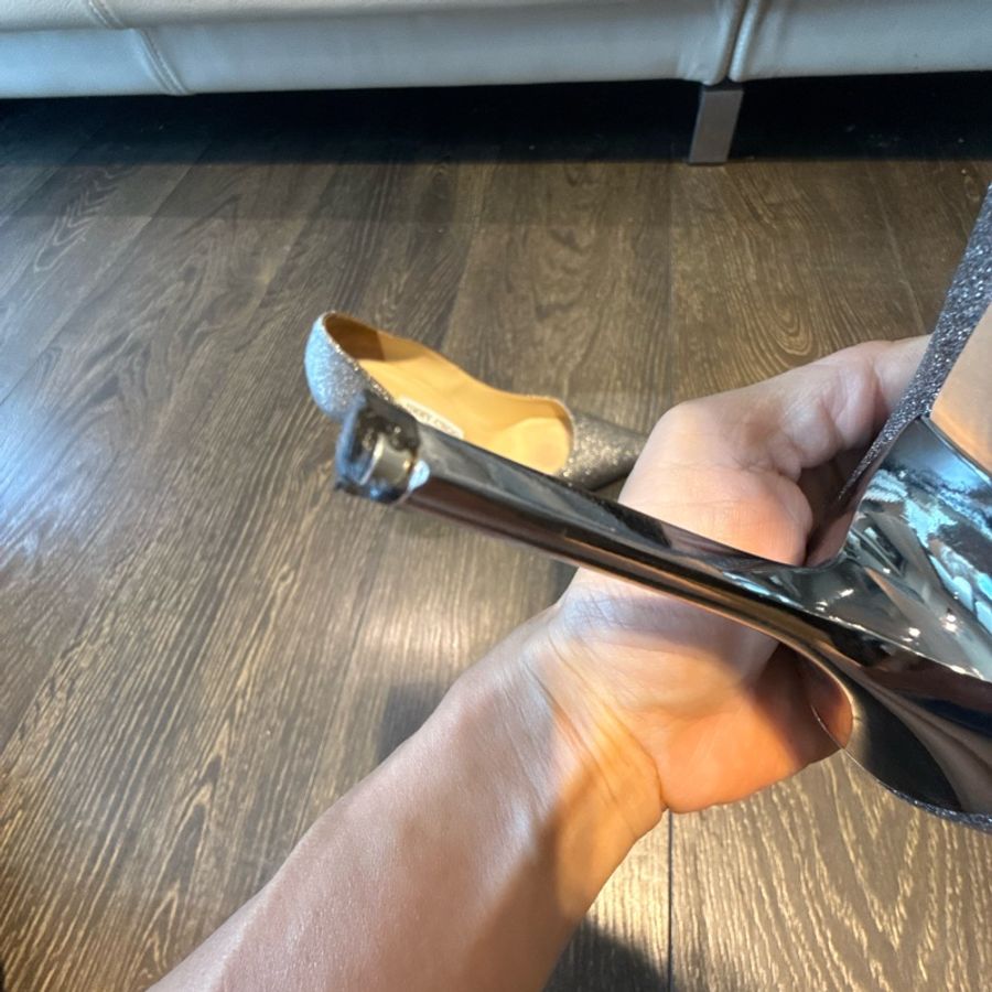 Jimmy Choo 經典銀灰高跟鞋38號-15