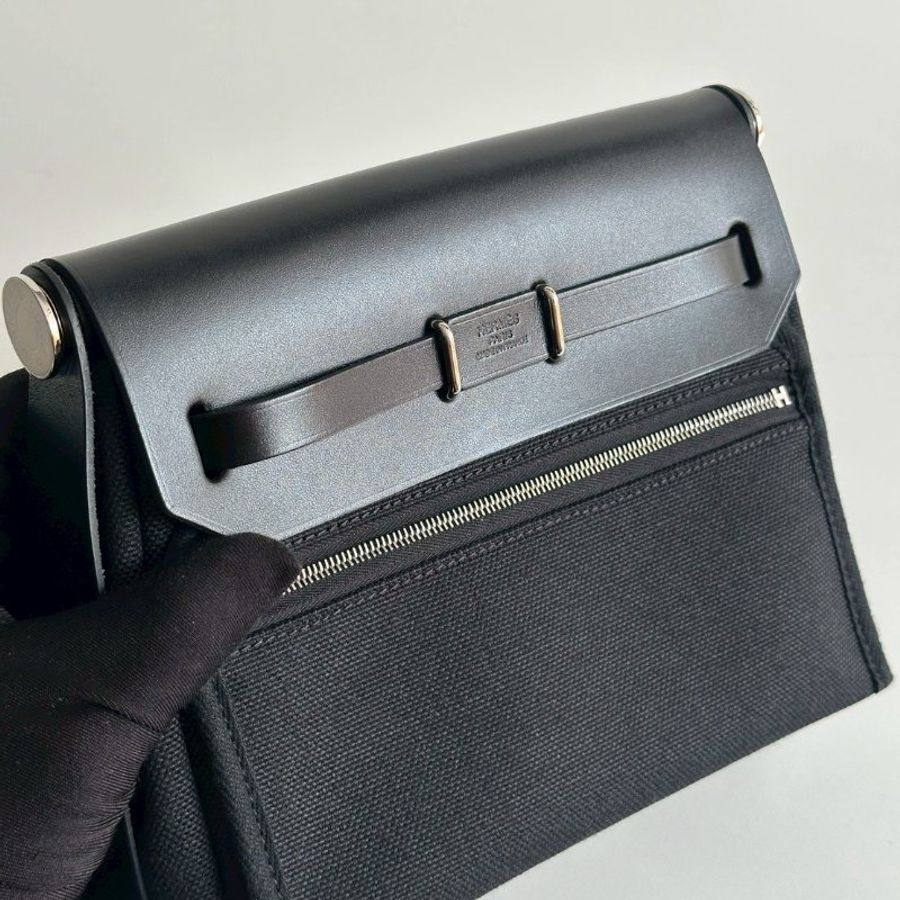 99新🆕 Hermès 愛馬仕 Mini Herbag 黑色銀釦-11