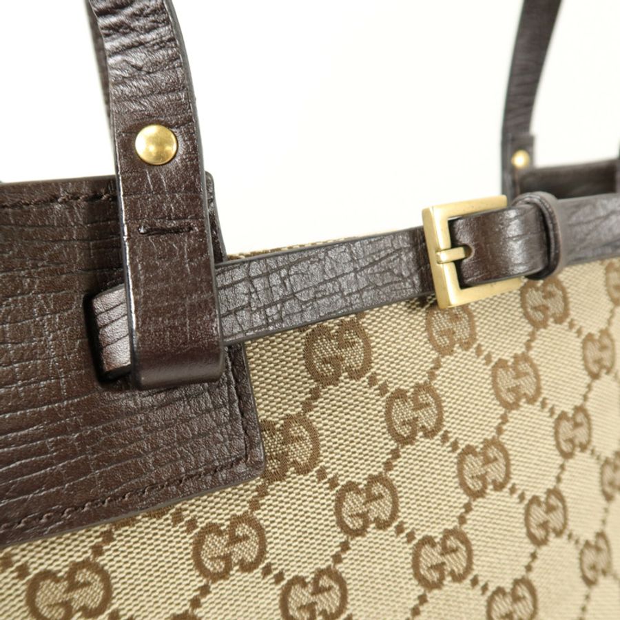 GUCCI 帆布/牛皮皮革Tote Bag手挽袋-5