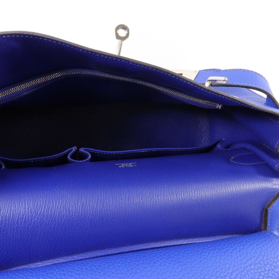 HERMES Clemence皮革Jypsiere 34肩背袋Bleu Electrique-4