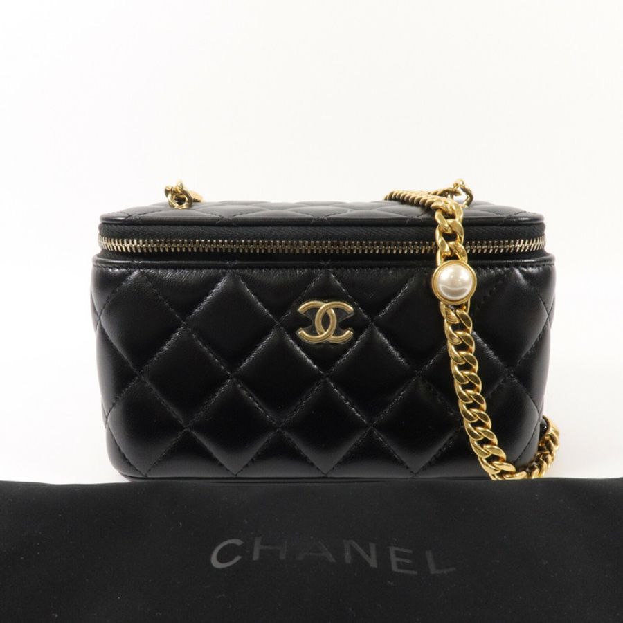 CHANEL 羊皮皮革Vanity Case鏈帶肩背袋-9