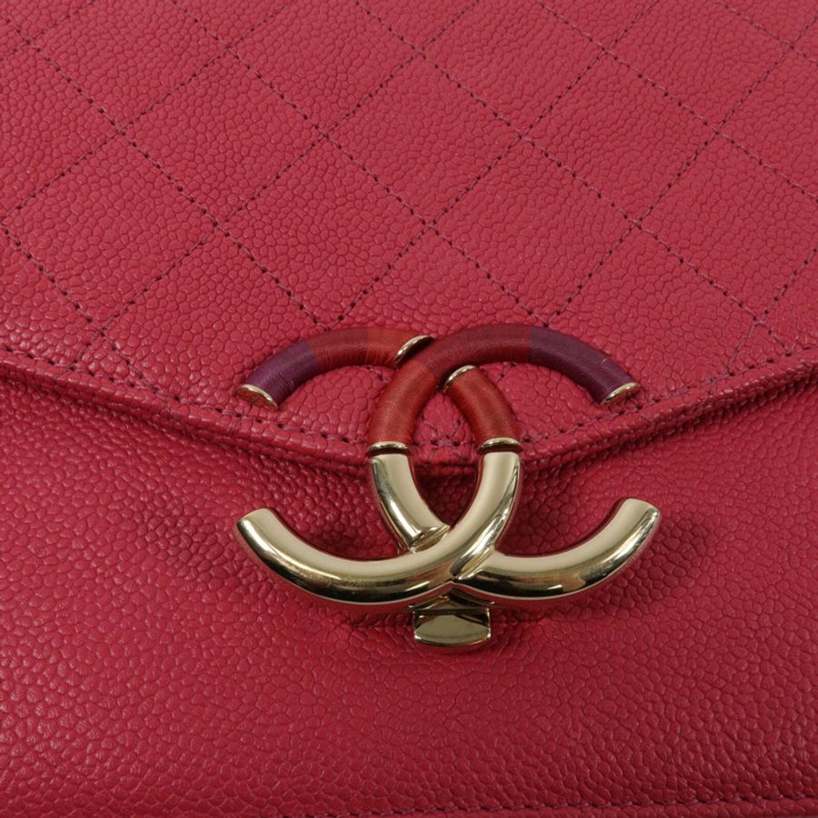 CHANEL 牛皮皮革Thread Around Flap Bag鏈帶肩背袋-6