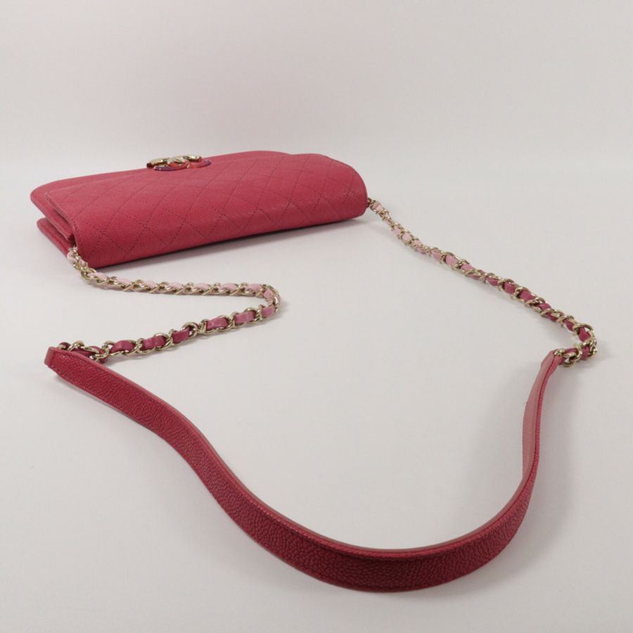 CHANEL 牛皮皮革Thread Around Flap Bag鏈帶肩背袋-8