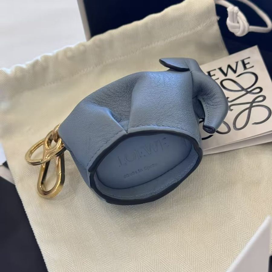 *SHIHNA名牌精品* LOEWE 藍色皮革大象 吊飾零錢包-4