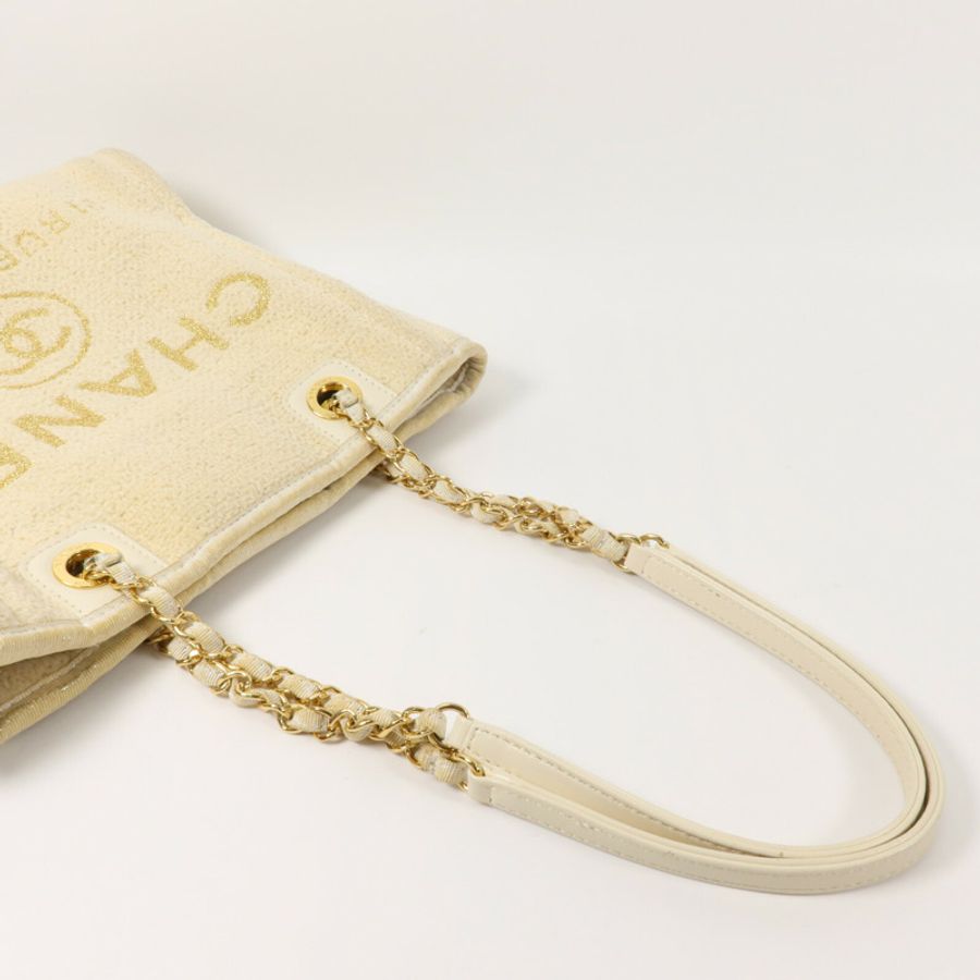 CHANEL Lurex Boucle Deauville Tote Mini鏈帶手挽袋-9