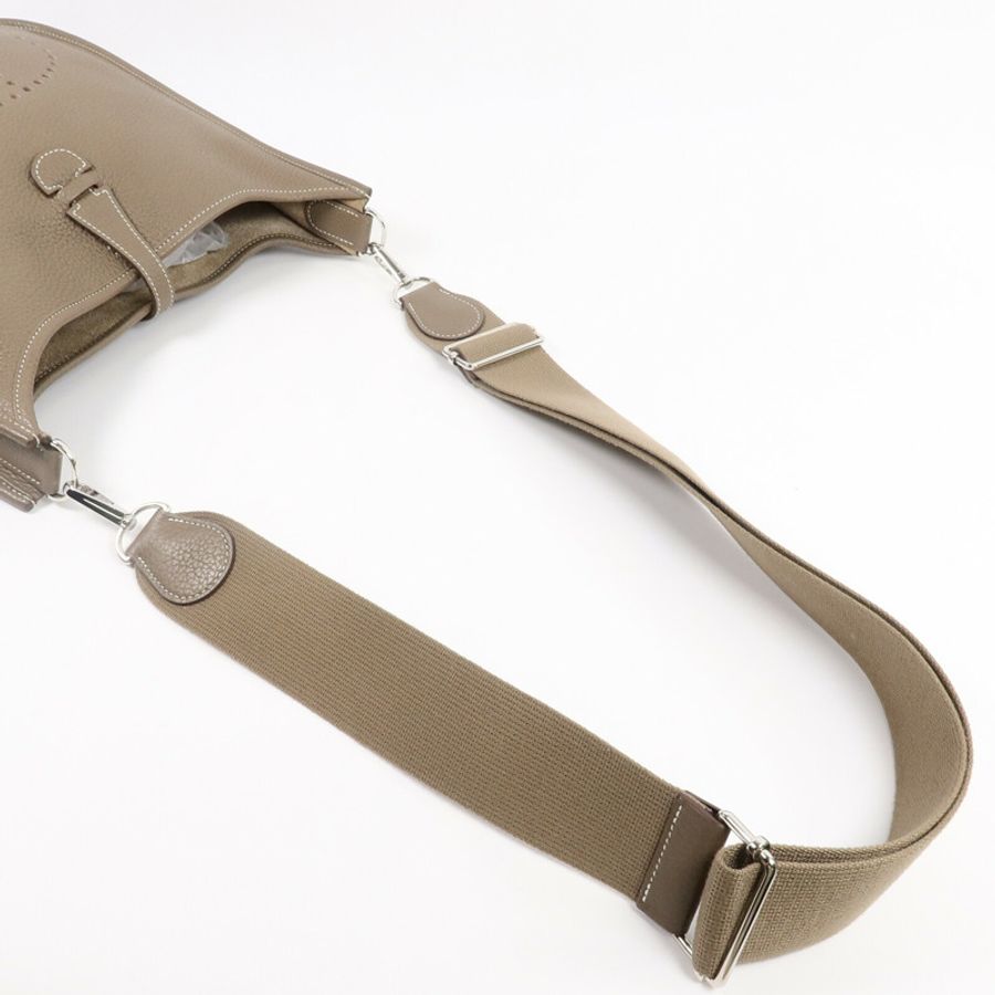 HERMES Clemence皮革Evelyne PM 肩背袋Etoupe-8