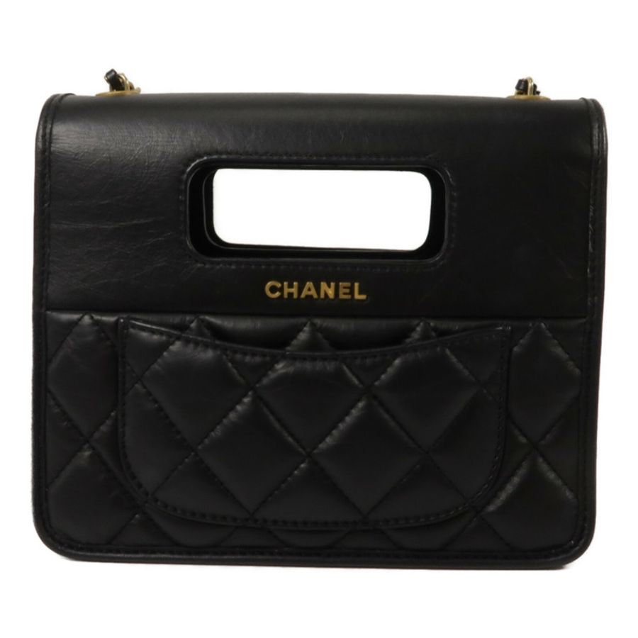 CHANEL 牛皮皮革Mini Flap鏈帶手挽肩背兩用袋-2