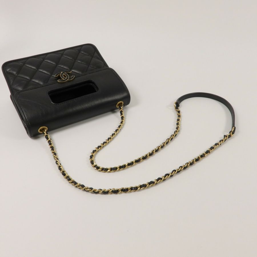 CHANEL 牛皮皮革Mini Flap鏈帶手挽肩背兩用袋-9