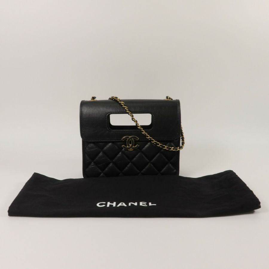 CHANEL 牛皮皮革Mini Flap鏈帶手挽肩背兩用袋-10