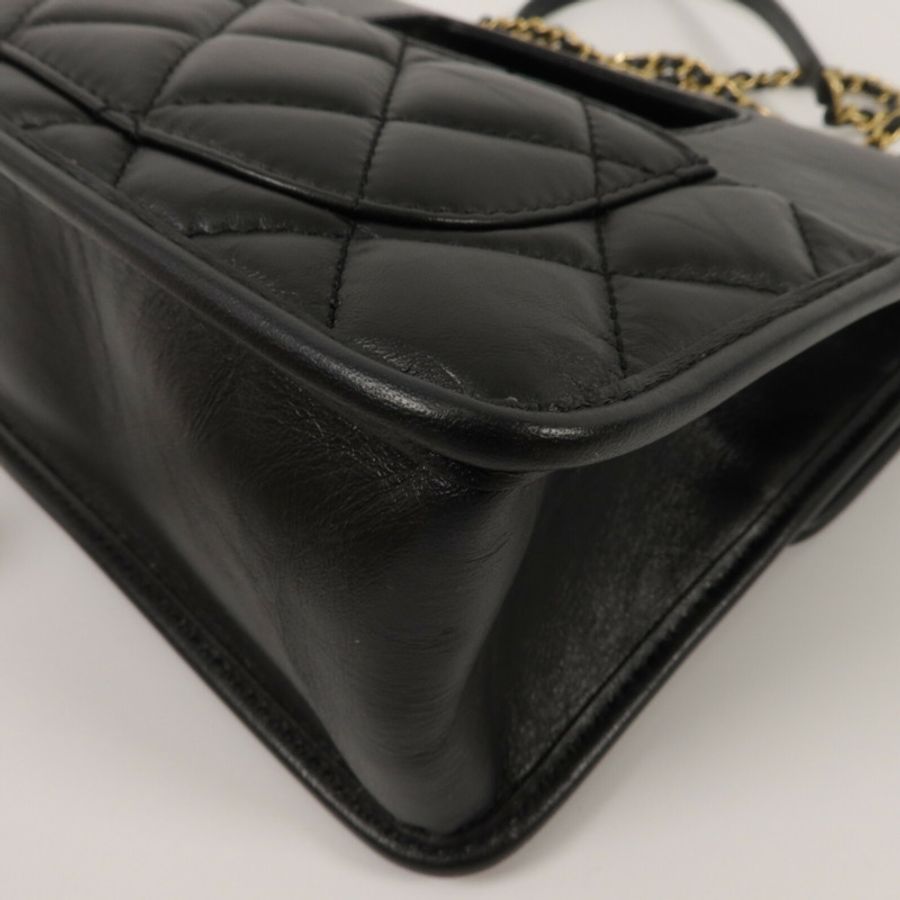 CHANEL 牛皮皮革Mini Flap鏈帶手挽肩背兩用袋-14