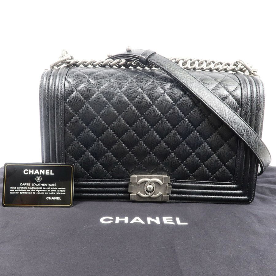 CHANEL 牛皮皮革Boy 28鏈帶肩背袋-9