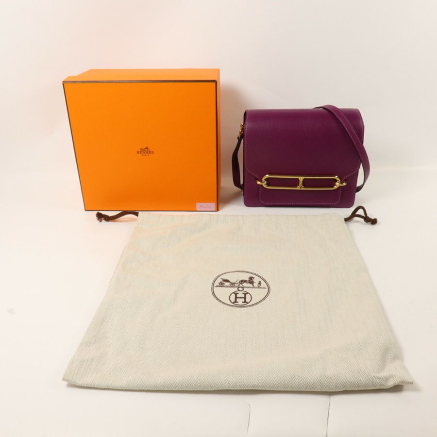 HERMES Evercolor皮革Roulis Mini肩背袋Anemone-8