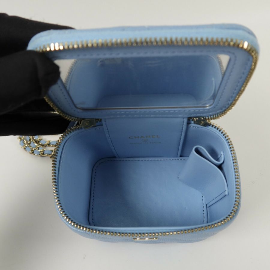 CHANEL 牛皮皮革Mini Vanity Case鏈帶肩背袋-4