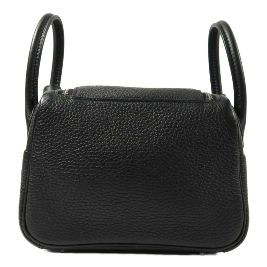 HERMES Clemence皮革Mini Lindy手挽肩背兩用袋Noir-1
