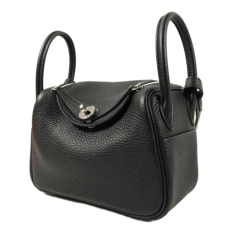 HERMES Clemence皮革Mini Lindy手挽肩背兩用袋Noir-2
