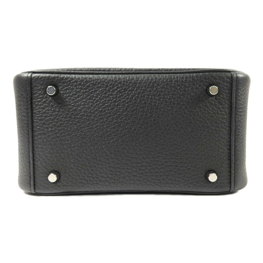 HERMES Clemence皮革Mini Lindy手挽肩背兩用袋Noir-3