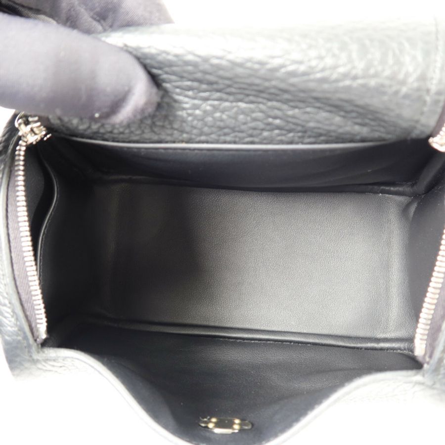 HERMES Clemence皮革Mini Lindy手挽肩背兩用袋Noir-4