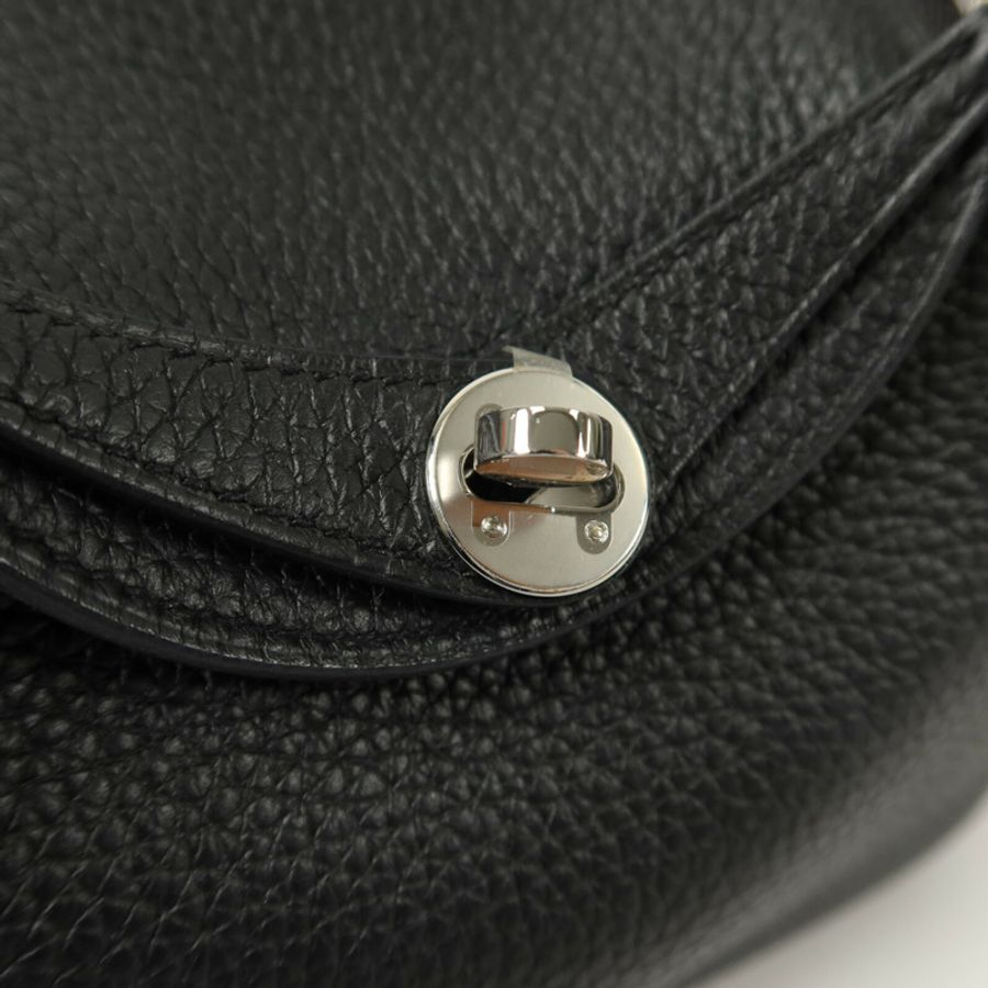 HERMES Clemence皮革Mini Lindy手挽肩背兩用袋Noir-5