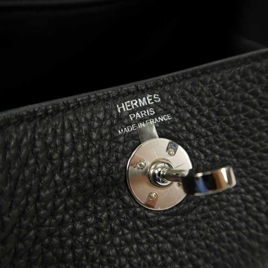HERMES Clemence皮革Mini Lindy手挽肩背兩用袋Noir-6