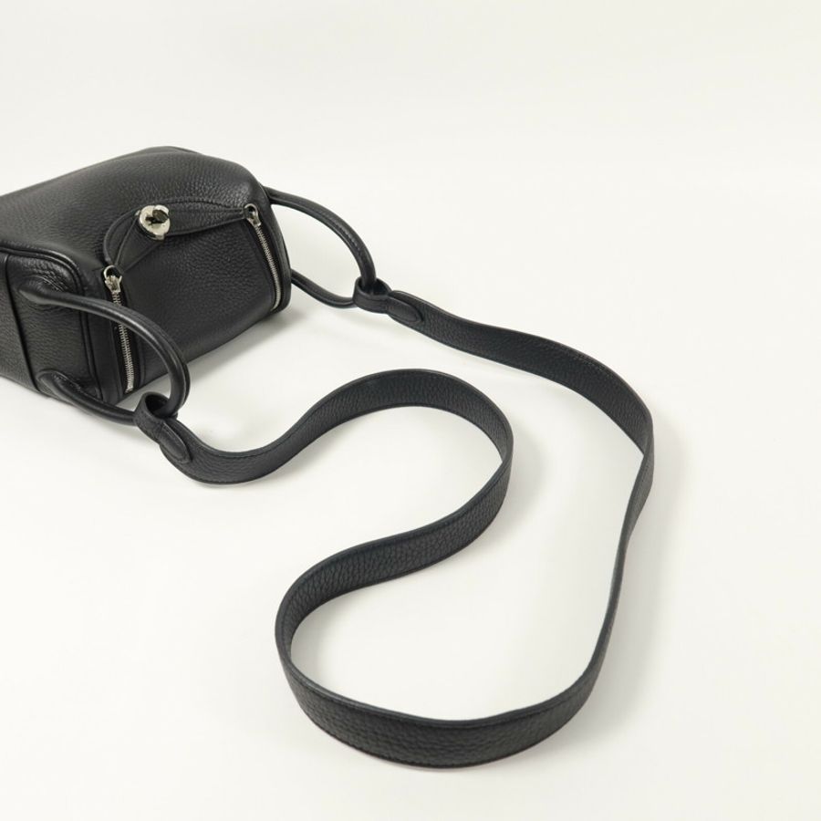 HERMES Clemence皮革Mini Lindy手挽肩背兩用袋Noir-10