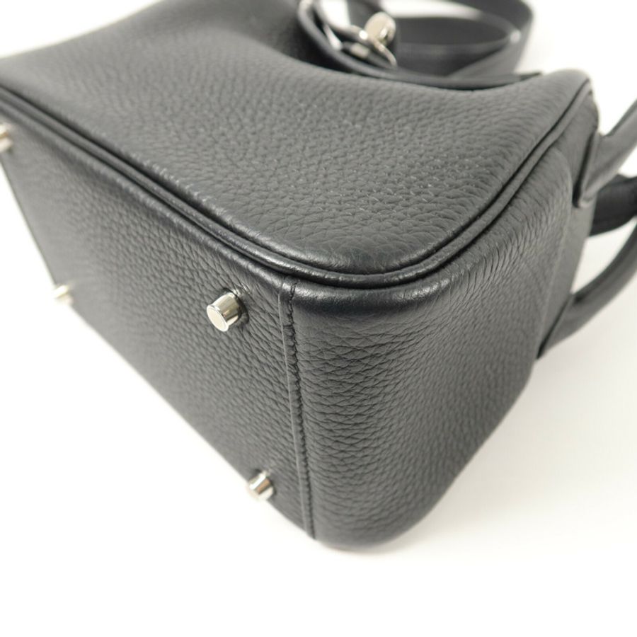 HERMES Clemence皮革Mini Lindy手挽肩背兩用袋Noir-12