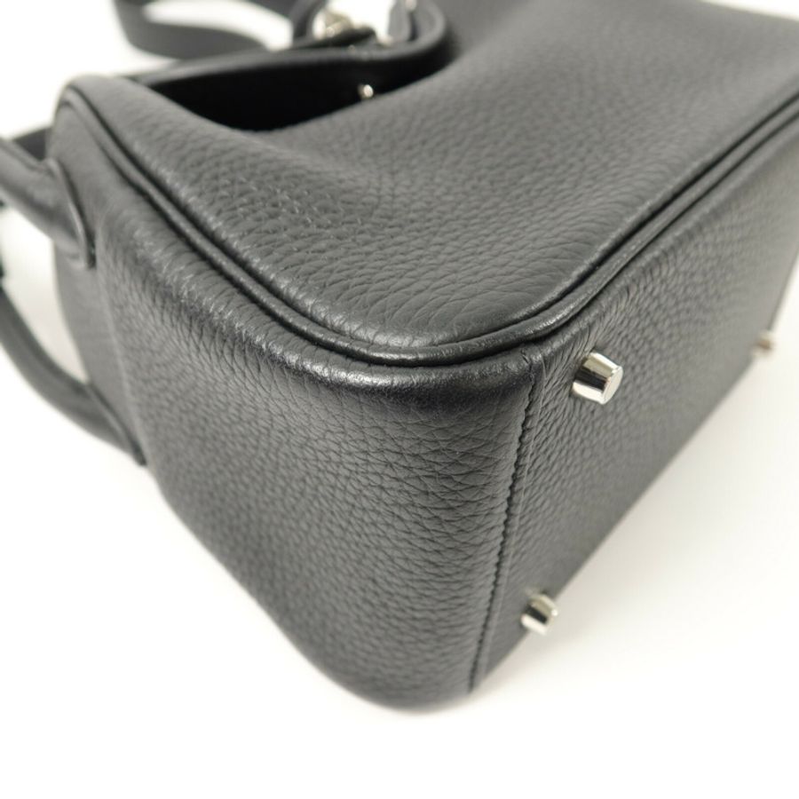 HERMES Clemence皮革Mini Lindy手挽肩背兩用袋Noir-13