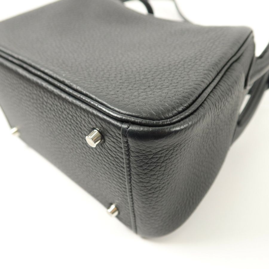 HERMES Clemence皮革Mini Lindy手挽肩背兩用袋Noir-14