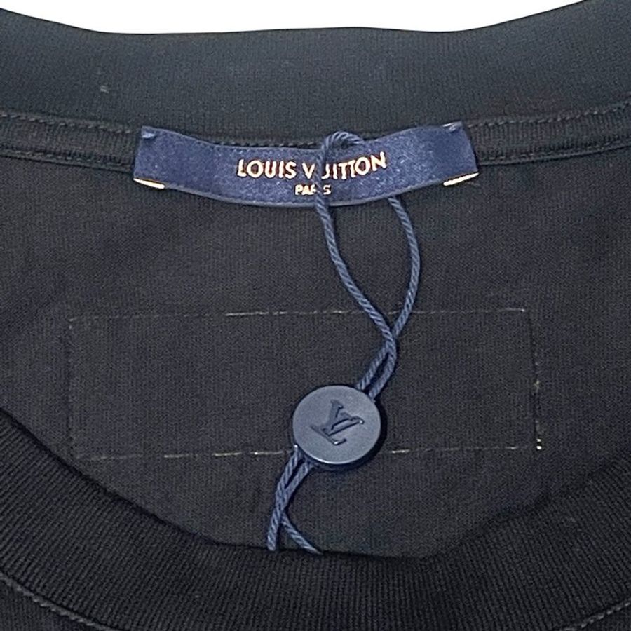 LOUIS VUITTON 路易威登 FREQUENCY 心電圖造型刺繡短袖T恤 棉質 黑色 XXL-3