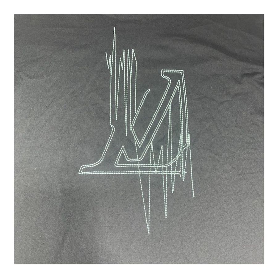 LOUIS VUITTON 路易威登 FREQUENCY 心電圖造型刺繡短袖T恤 棉質 黑色 XXL-9