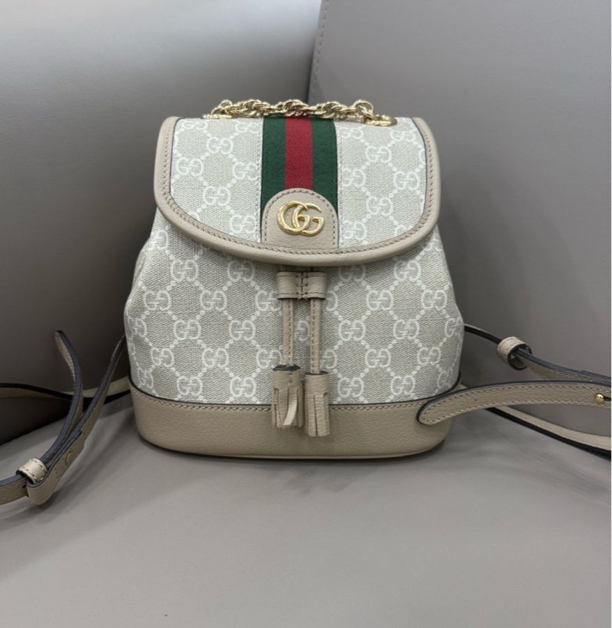 古馳/Gucci 燕麥色Ophidia系列迷你背包-0