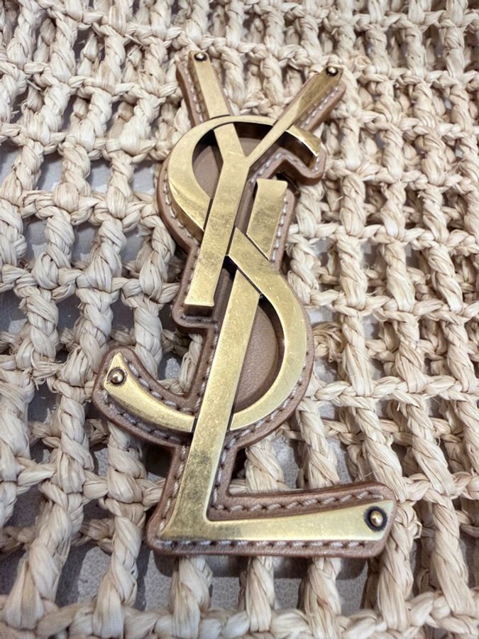 Saint Laurent✨YSL Oxalis拉菲草草編包HOBO包網狀肩背包 有購證-14