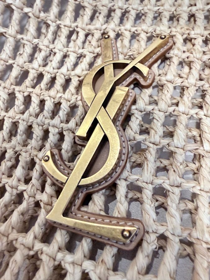 Saint Laurent✨YSL Oxalis拉菲草草編包HOBO包網狀肩背包 有購證-15