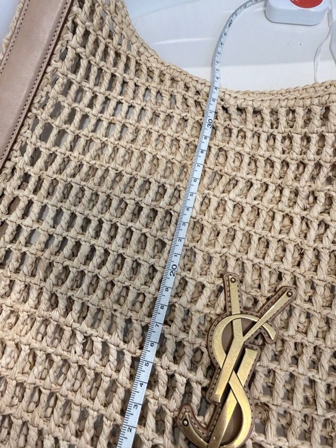 Saint Laurent✨YSL Oxalis拉菲草草編包HOBO包網狀肩背包 有購證-31