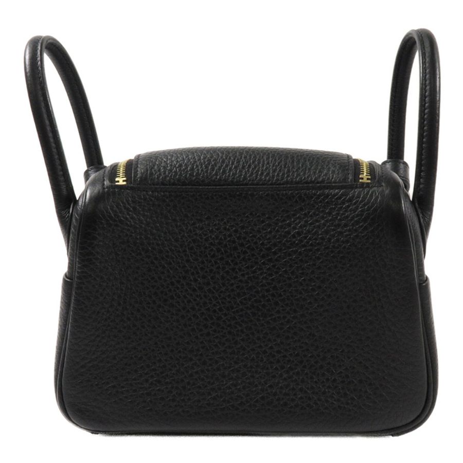 HERMES Clemence皮革Mini Lindy手挽肩背兩用袋Noir-1