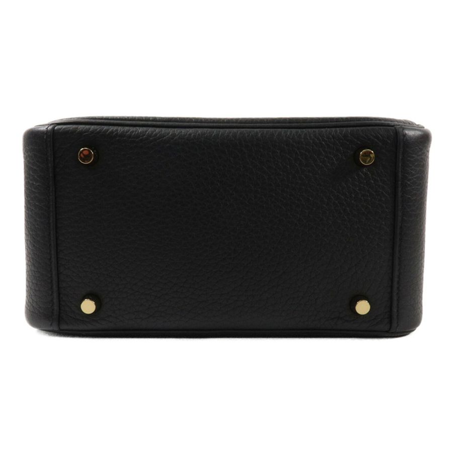 HERMES Clemence皮革Mini Lindy手挽肩背兩用袋Noir-3