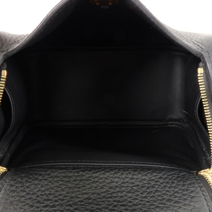 HERMES Clemence皮革Mini Lindy手挽肩背兩用袋Noir-4
