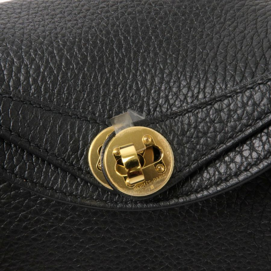 HERMES Clemence皮革Mini Lindy手挽肩背兩用袋Noir-7