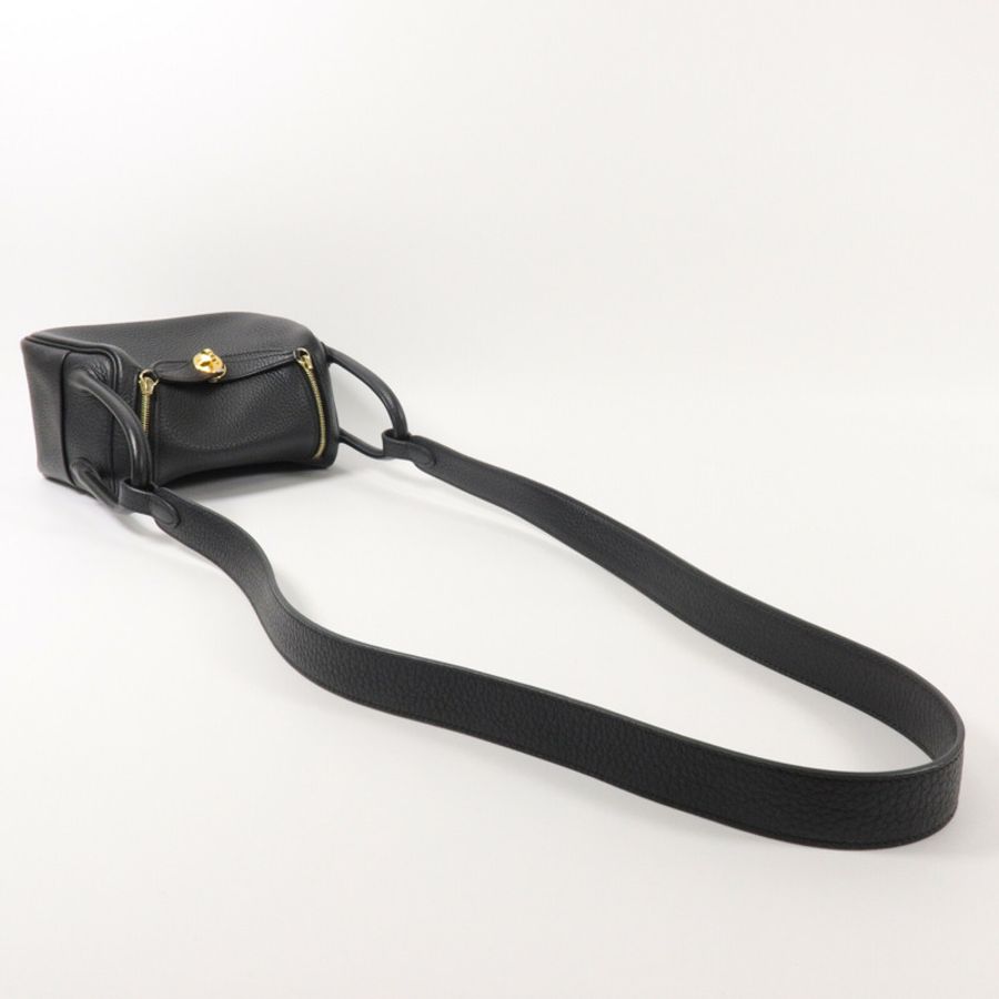HERMES Clemence皮革Mini Lindy手挽肩背兩用袋Noir-8